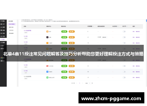 北单4串11投注常见问题解答及技巧分析帮助您更好理解投注方式与策略 北单4串11投注常见问题解答及技巧分析帮助您更好理解投注方式与策略